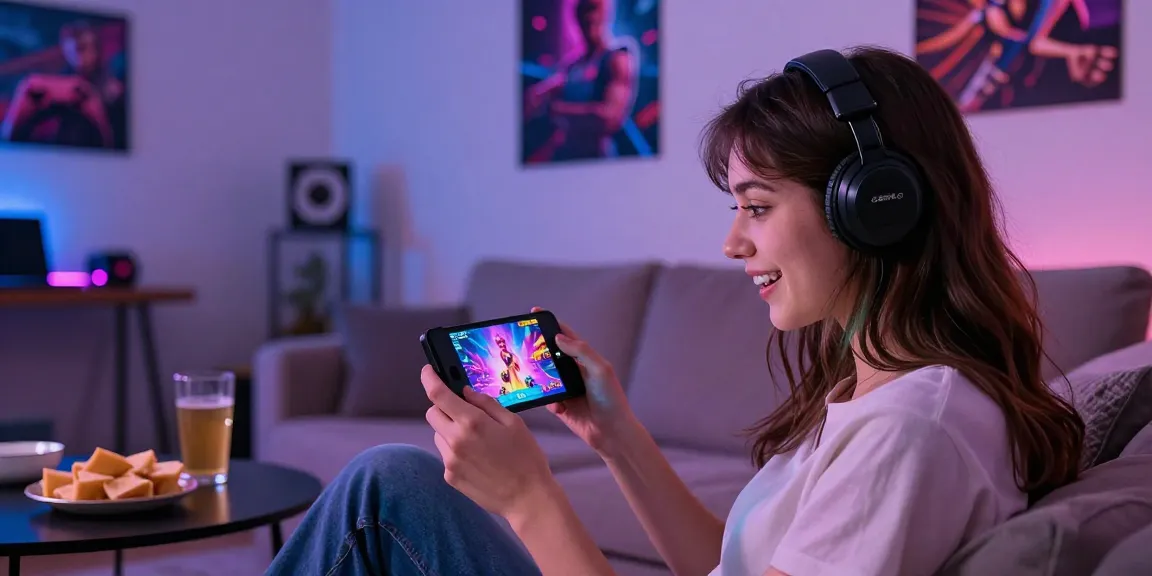 Mobile porn game displayed on a smartphone in a cozy gaming setting, showcasing immersive visuals and engaging gameplay elements.
